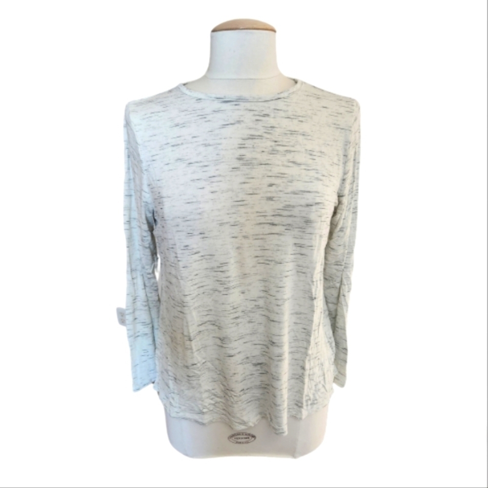 Old Navy White & Gray Heathered Long Sleeve T-shirt